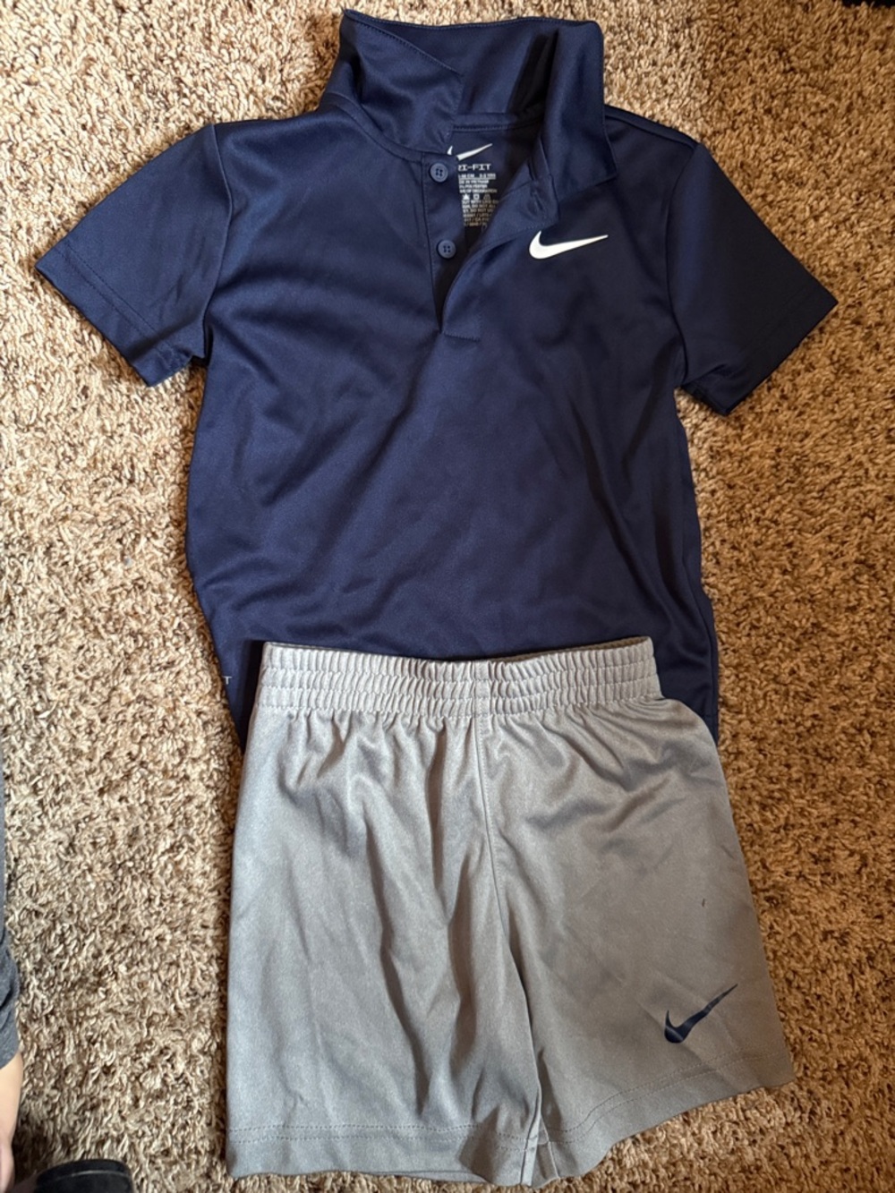 Nike Navy Polo & Gray Athletic Shorts Set